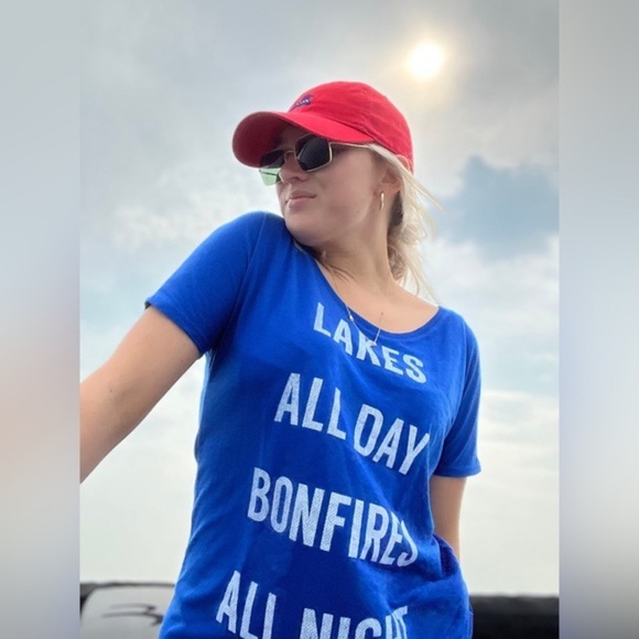 bella Tops - Royal Blue Lakes All Day Shirt Bonfires T-shirt Top M